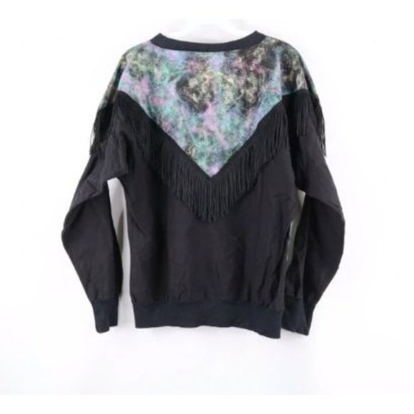 Vintage 90s Southwestern Fringe Crewneck Neon‎ Sweatshirt Size XL | J1 - Picture 2 of 7